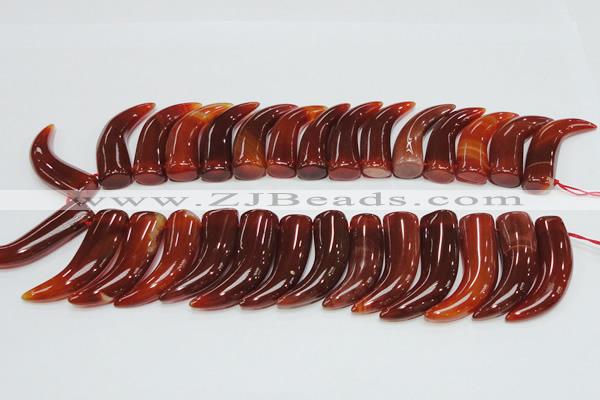 CAG233 15.5 inches 15*46mm horn-shaped red agate gemstone beads