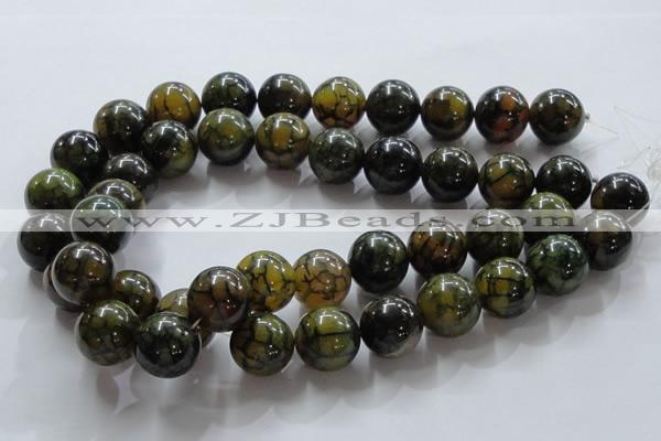 CAG238 15.5 inches 18mm round dragon veins agate gemstone beads