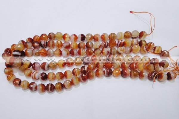 CAG2703 15.5 inches 10mm faceted round red line agate beads