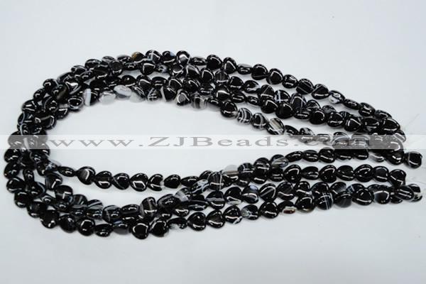 CAG2902 15.5 inches 8*8mm heart black line agate beads