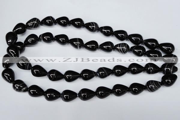 CAG2964 15.5 inches 13*18mm teardrop black line agate beads