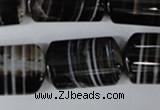 CAG3048 15.5 inches 16*25mm flat tube black line agate beads