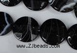 CAG3075 15.5 inches 18mm faceted coin black line agate beads