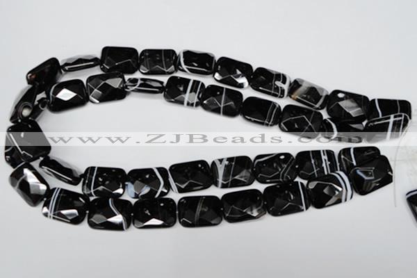 CAG3103 15.5 inches 15*20mm faceted rectangle black line agate beads