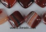 CAG3240 15.5 inches 16*16mm diamond red line agate beads