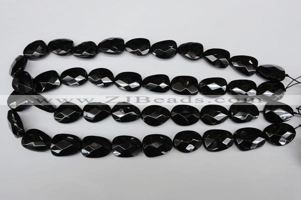 CAG4038 15.5 inches 15*20mm faceted freeform black agate beads