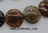 CAG4065 15.5 inches 20mm flat round dragon veins agate beads