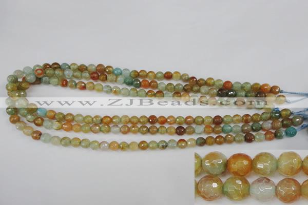 CAG4481 15.5 inches 6mm faceted round fire crackle agate beads