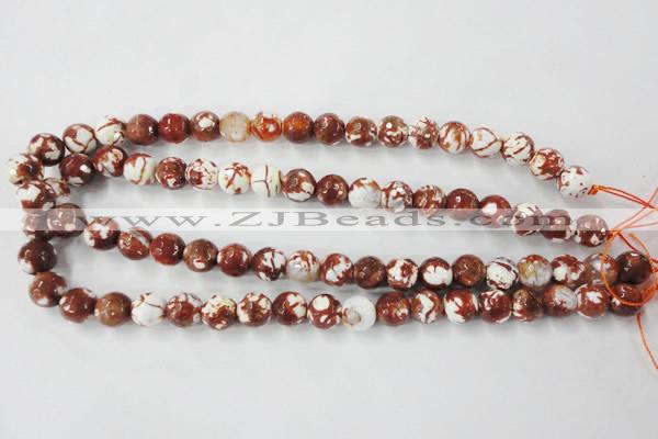 CAG4527 15.5 inches 10mm faceted round fire crackle agate beads