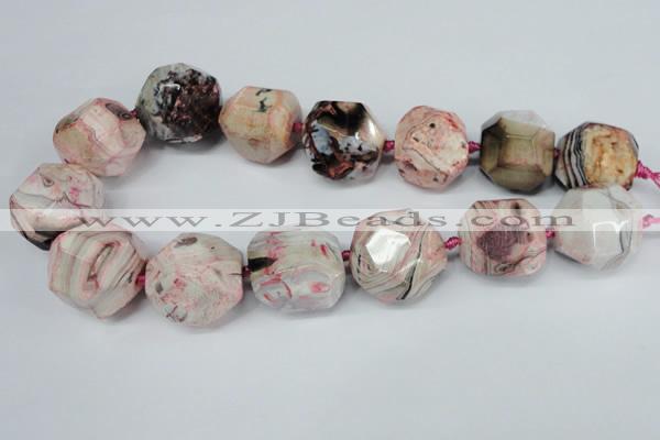 CAG5597 15 inches 25mm faceted nuggets agate gemstone beads