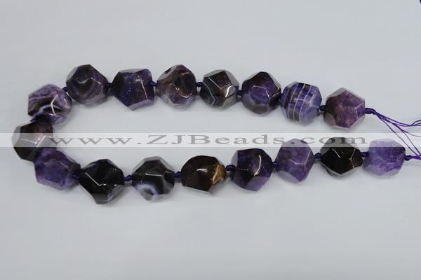 CAG5600 15 inches 24mm faceted nuggets agate gemstone beads