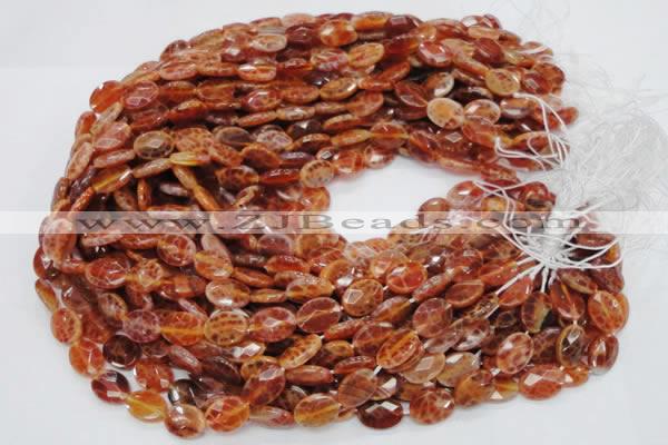 CAG573 15.5 inches 10*14mm faceted oval natural fire agate beads