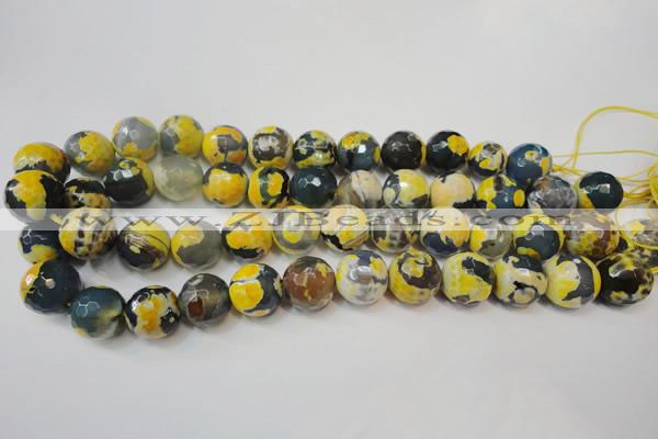 CAG5859 15 inches 16mm faceted round fire crackle agate beads