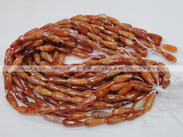 CAG591 15.5 inches 10*25mm faceted teardrop natural fire agate beads