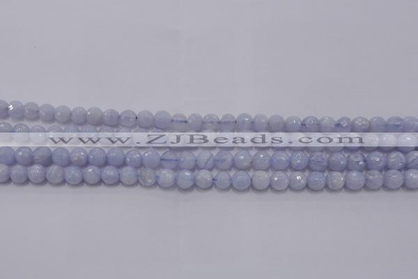 CAG5996 15.5 inches 6mm faceted round blue lace agate beads