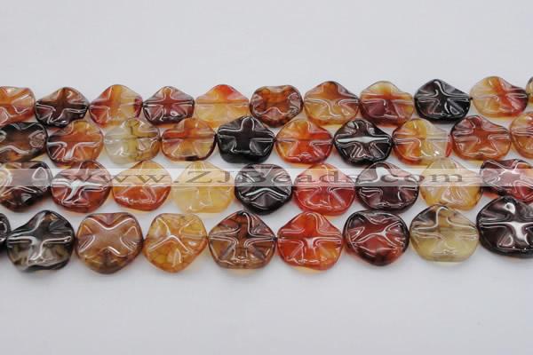 CAG6055 15.5 inches 20mm wavy coin dragon veins agate beads