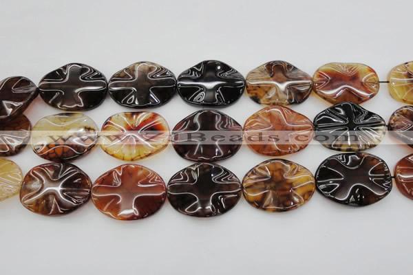 CAG6061 15.5 inches 22*30mm wavy oval dragon veins agate beads