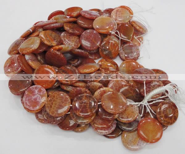 CAG634 15.5 inches 40mm coin natural fire agate beads wholesale