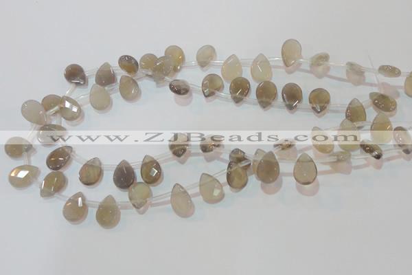 CAG6546 Top-drilled 10*14mm briolette Brazilian grey agate beads