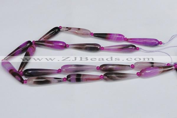 CAG6902 15.5 inches 10*40mm faceted teardrop line agate beads