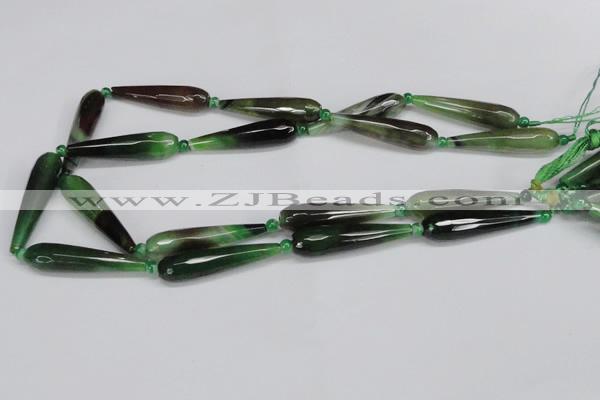 CAG6904 15.5 inches 10*40mm faceted teardrop line agate beads