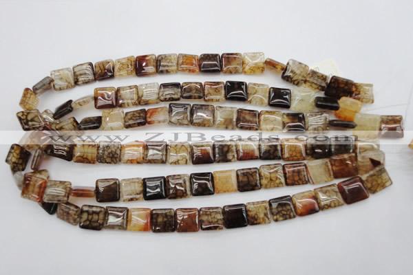 CAG693 15.5 inches 12*12mm square dragon veins agate beads