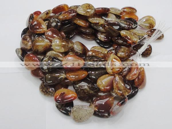 CAG695 15.5 inches 25*32mm flat teardrop dragon veins agate beads