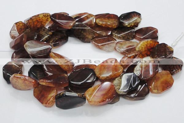 CAG696 15.5 inches 22*32mm twisted freeform dragon veins agate beads