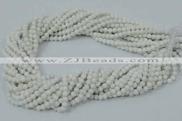 CAG704 15.5 inches 4mm round white agate gemstone beads wholesale