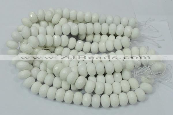 CAG716 15.5 inches 12*18mm faceted rondelle white agate gemstone beads