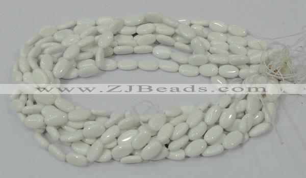 CAG724 15.5 inches 8*14mm oval white agate gemstone beads wholesale