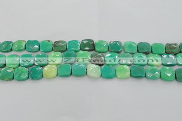 CAG7912 15.5 inches 14*14mm faceted square grass agate beads