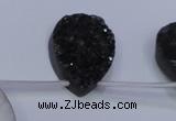 CAG7988 Top drilled 22*30mm flat teardrop plated white druzy agate beads