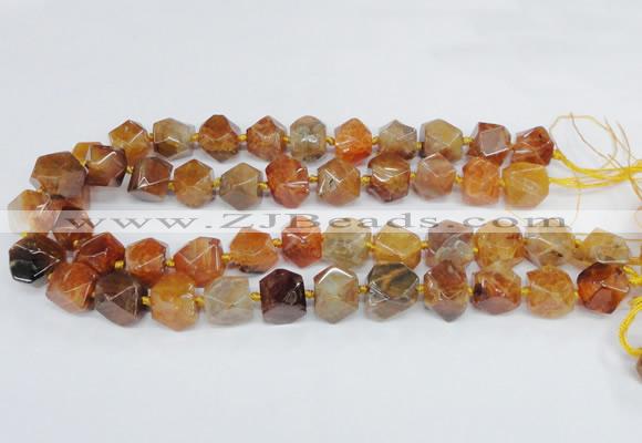 CAG8553 12*14mm - 14*15mm faceted nuggets dragon veins agate beads