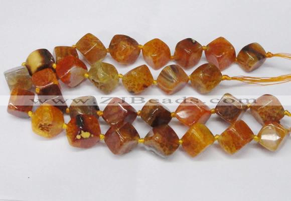 CAG8572 15.5 inches 15*16mm - 17*18mm cube dragon veins agate beads