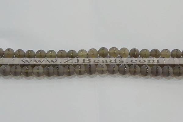 CAG9344 15.5 inches 8mm round matte grey agate beads wholesale