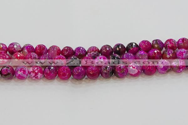 CAG9469 15.5 inches 12mm faceted round fire crackle agate beads