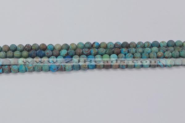 CAG9493 15.5 inches 6mm round matte blue crazy lace agate beads