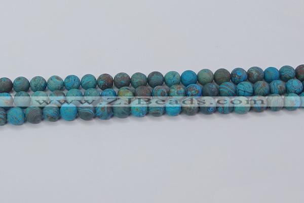 CAG9494 15.5 inches 8mm round matte blue crazy lace agate beads