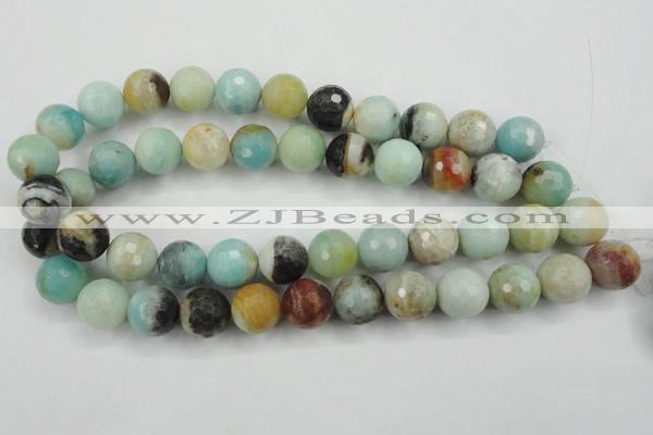 CAM165 15.5 inches 14mm faceted round amazonite gemstone beads