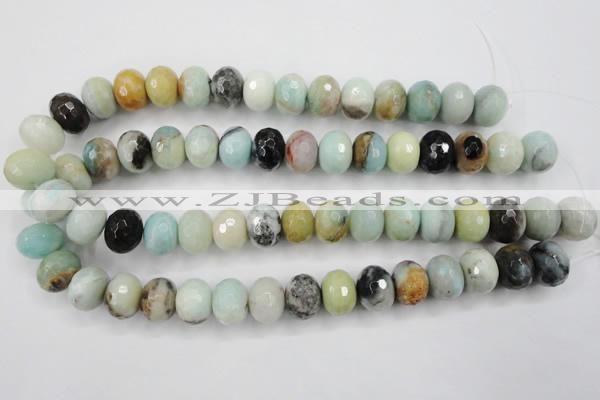 CAM174 15.5 inches 12*16mm faceted rondelle amazonite gemstone beads