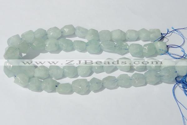 CAQ210 15.5 inches 14*16mm faceted nugget natural aquamarine beads