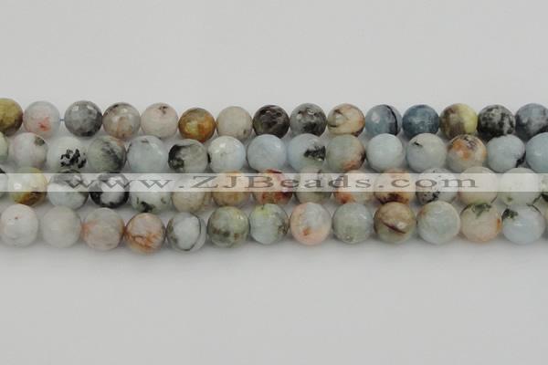 CAQ425 15.5 inches 16mm faceted round natural aquamarine beads