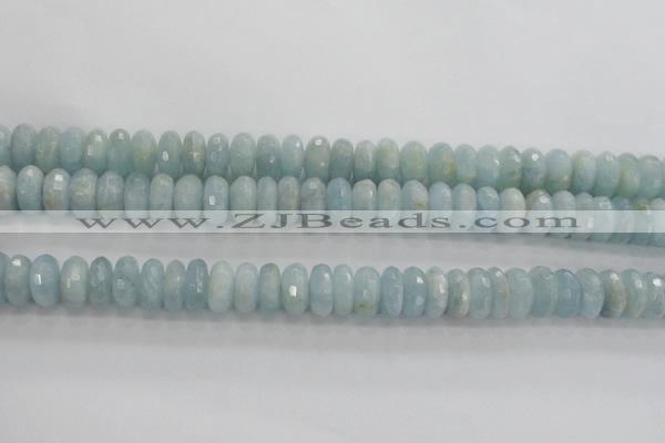 CAQ72 15.5 inches 6*11mm faceted rondelle AB grade aquamarine beads