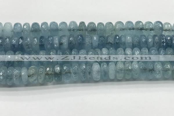 CAQ894 15.5 inches 5*12mm faceted rondelle aquamarine beads