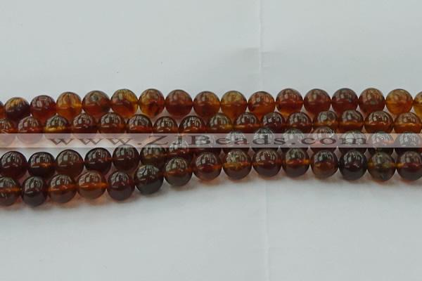 CAR529 15.5 inches 9mm - 10mm round natural amber beads wholesale