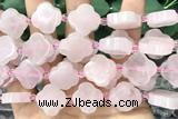 CARV02 15 inches 17mm – 18mm carved flower rose quartz beads