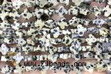 CARV22 15 inches 8mm carved flower dalmatian jasper gemstone beads