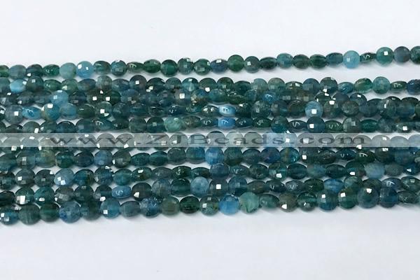 CCB1390 15 inches 4mm faceted coin apatite beads