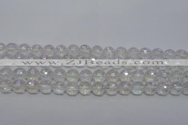 CCC411 15.5 inches 6mm faceted round AB-color white crystal beads